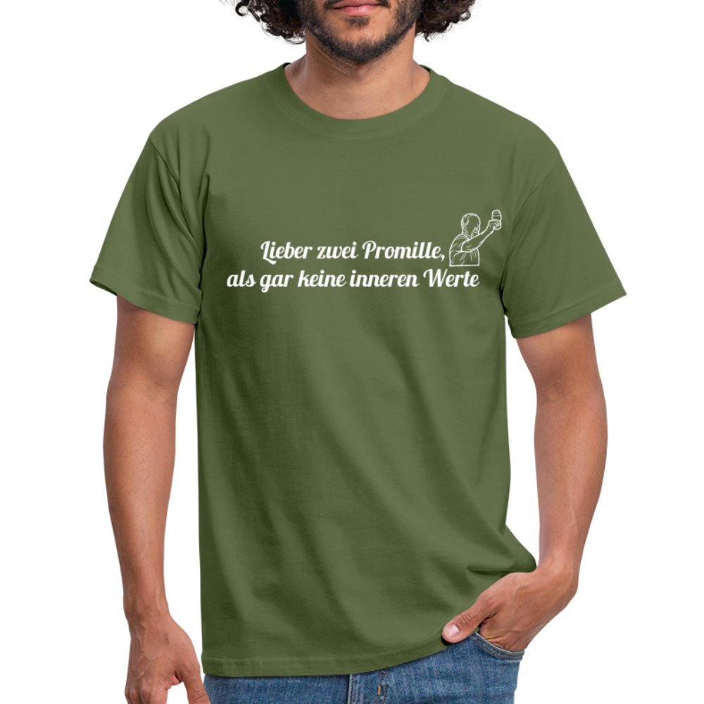 LIEBER ZWEI PROMILLE - Herren T-Shirt - Militärgrün