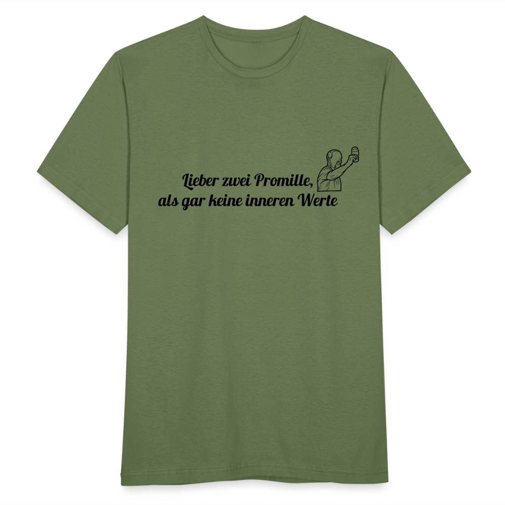 LIEBER ZWEI PROMILLE - Herren T-Shirt - Militärgrün