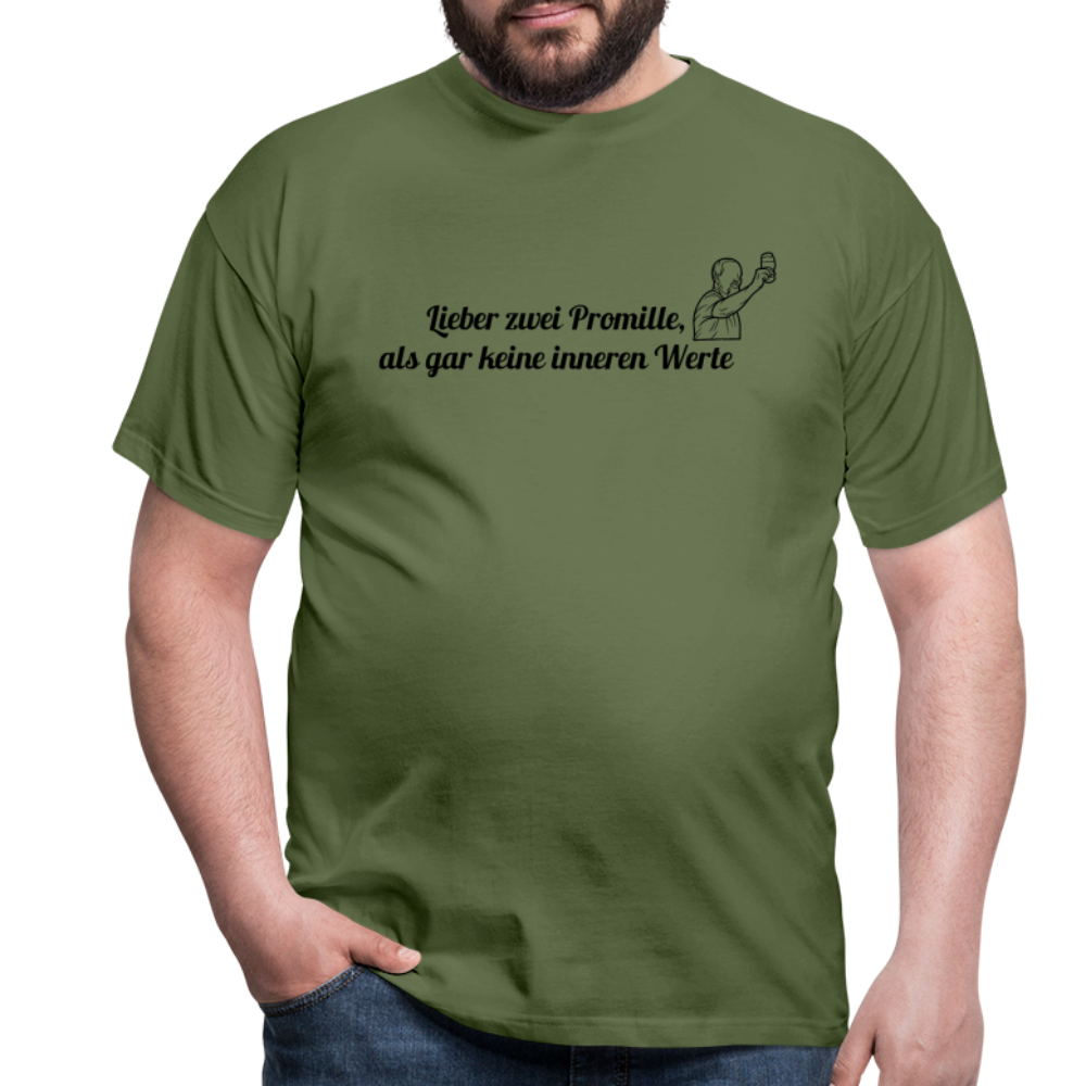 LIEBER ZWEI PROMILLE - Herren T-Shirt - Militärgrün