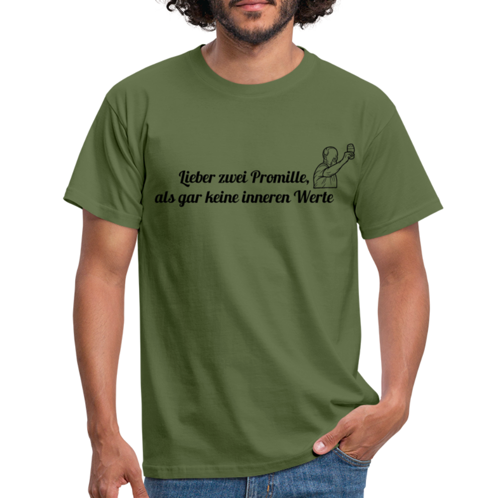 LIEBER ZWEI PROMILLE - Herren T-Shirt - Militärgrün