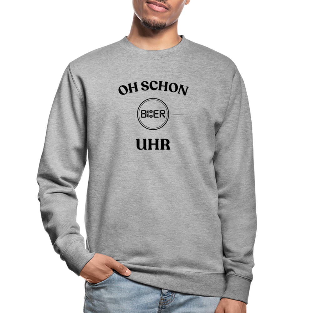 SCHON BIER UHR - Unisex Pullover - Weißgrau meliert