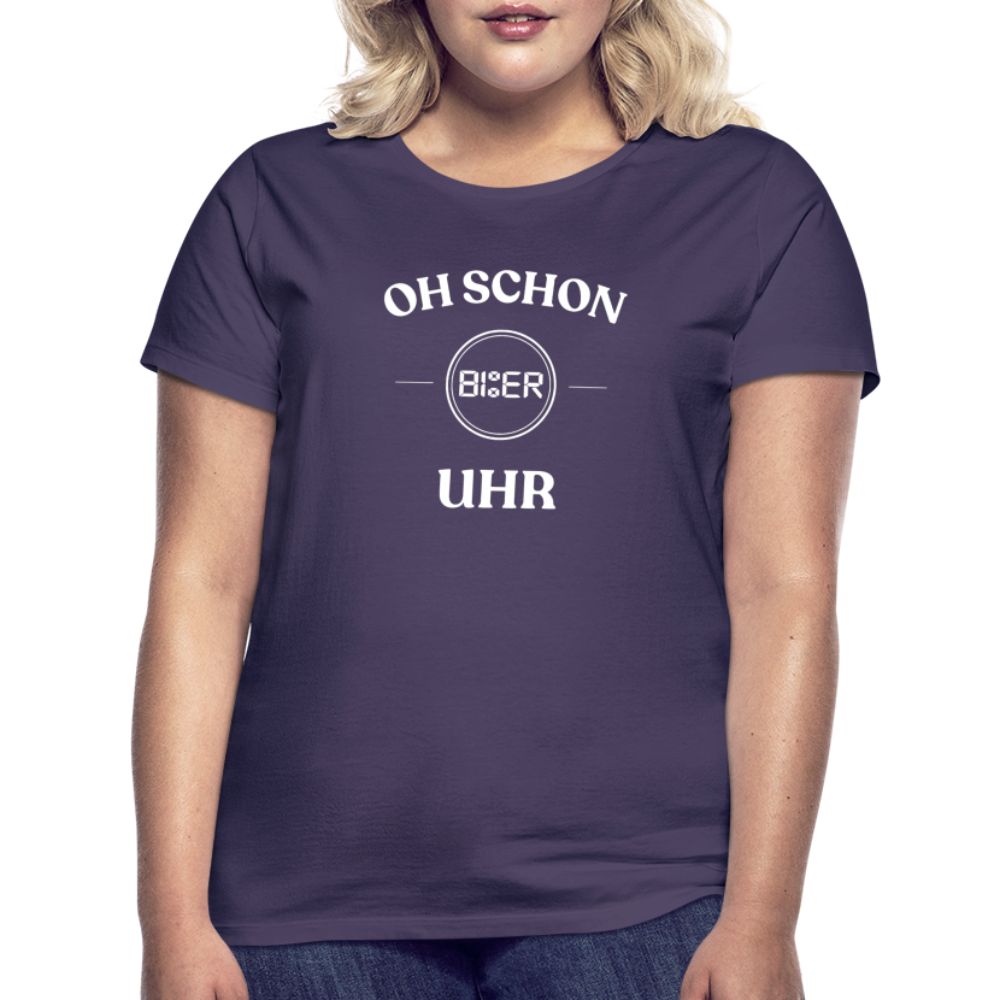 SCHON BIER UHR - Damen T-Shirt - Dunkellila