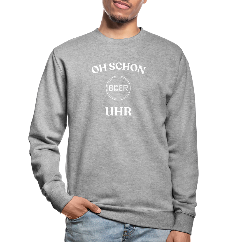 SCHON BIER UHR - Unisex Pullover - Weißgrau meliert