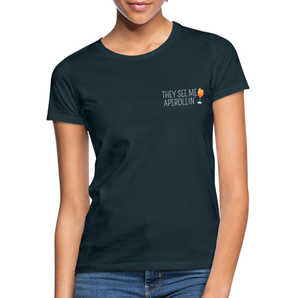 SEE ME APEROLLIN - Damen T-Shirt - Navy