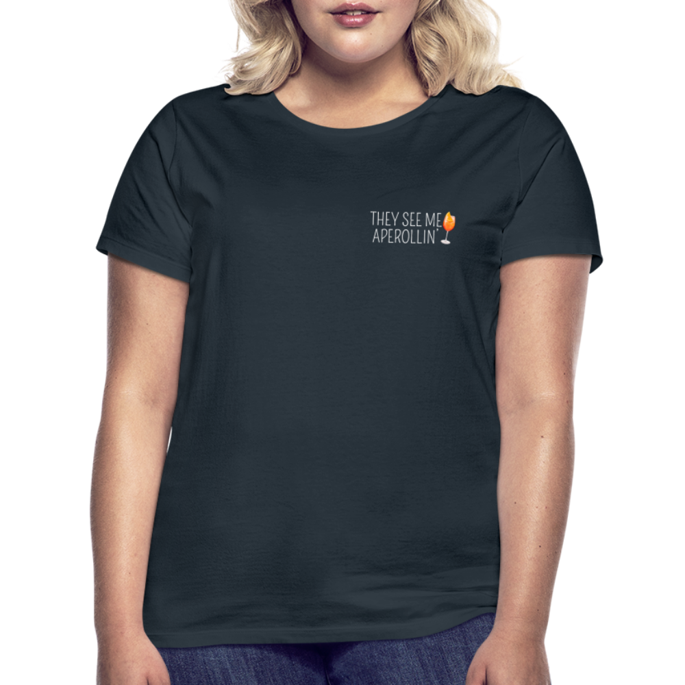 SEE ME APEROLLIN - Damen T-Shirt - Navy