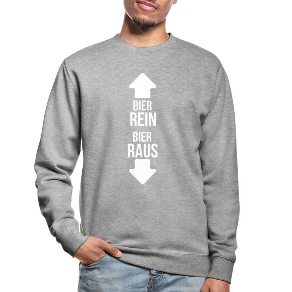 BIER REIN BIER RAUS - Unisex Pullover - Weißgrau meliert