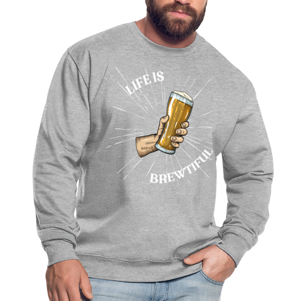 LIFE IS BREWTIFUL - Unisex Pullover - Weißgrau meliert