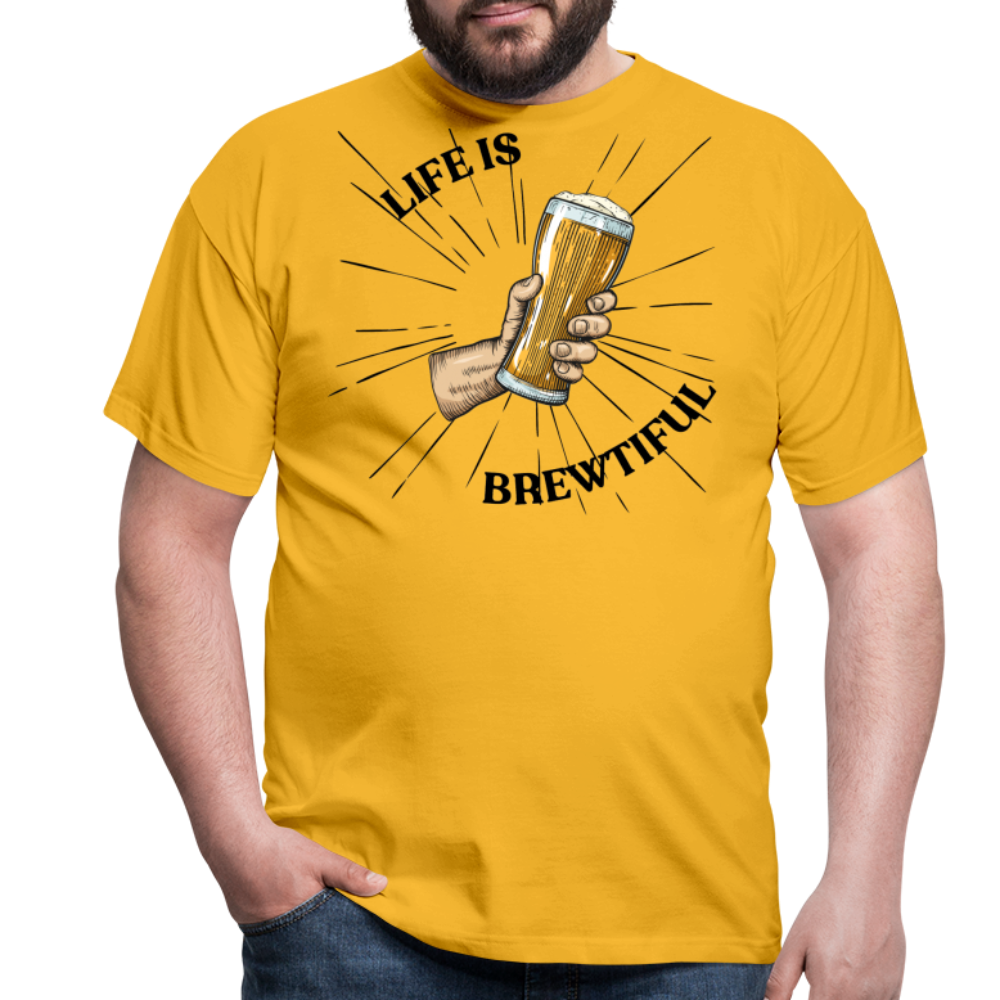 LIFE IS BREWTIFUL - Herren T-Shirt - Gelb