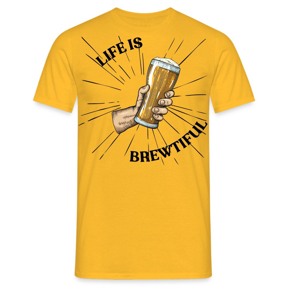 LIFE IS BREWTIFUL - Herren T-Shirt - Gelb