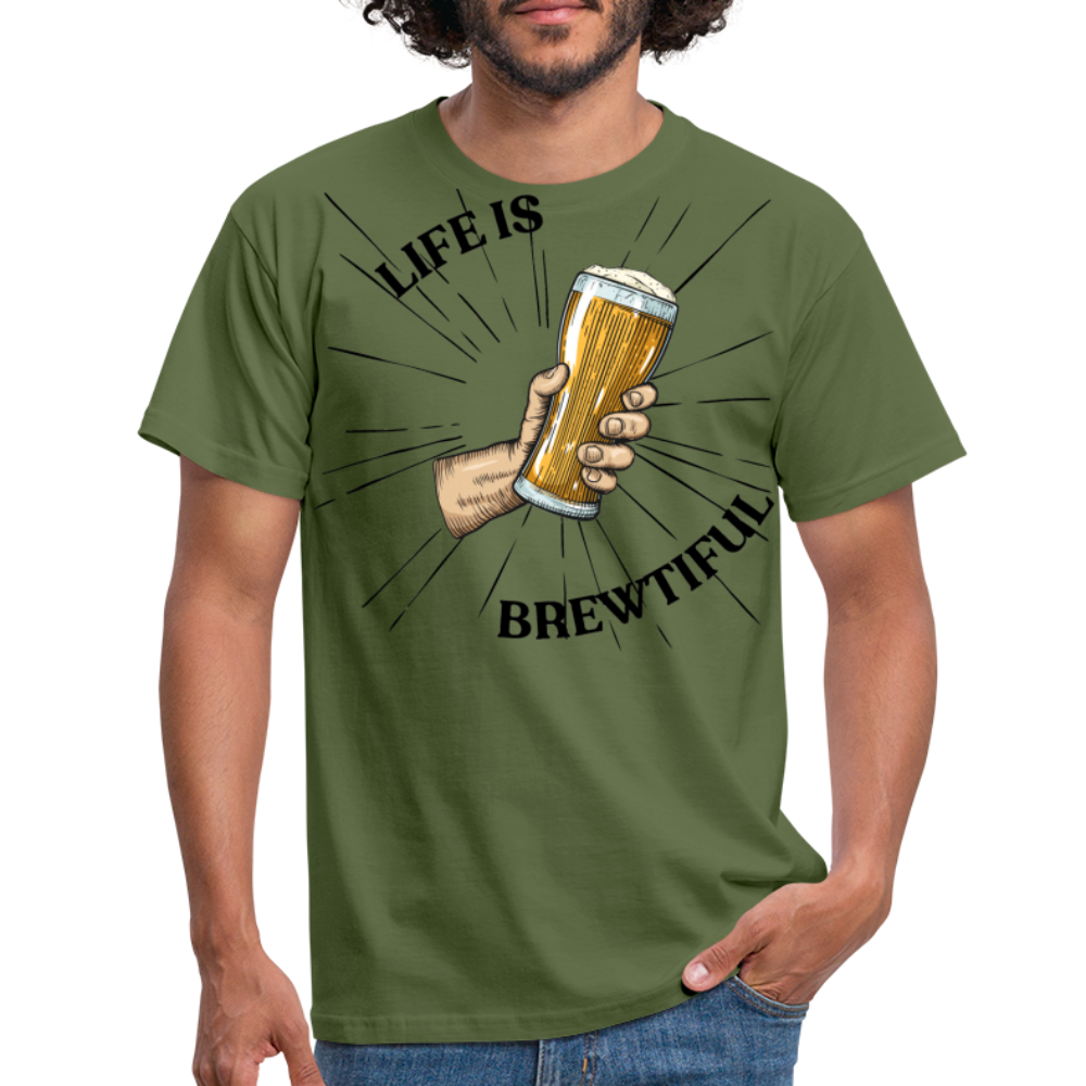 LIFE IS BREWTIFUL - Herren T-Shirt - Militärgrün