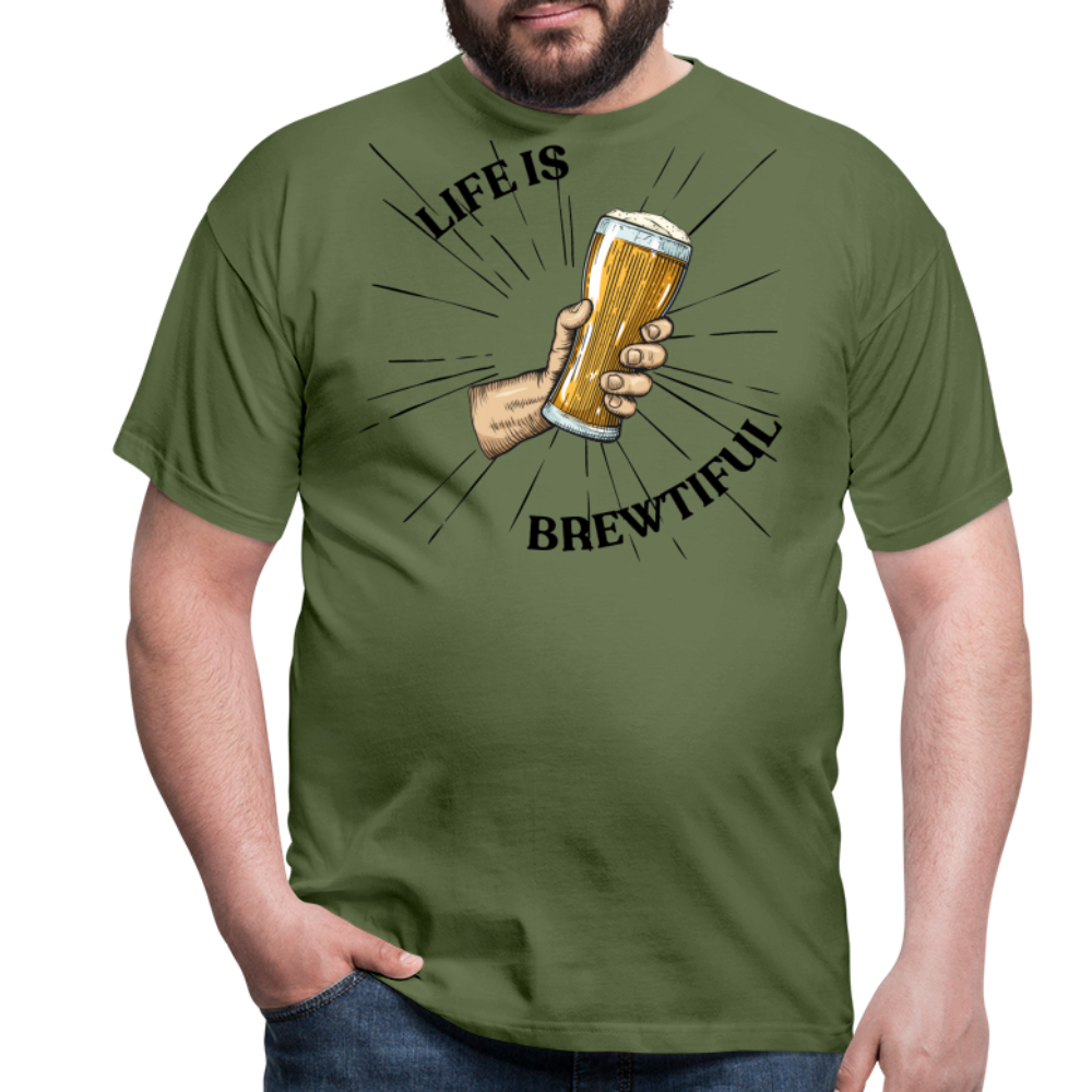 LIFE IS BREWTIFUL - Herren T-Shirt - Militärgrün