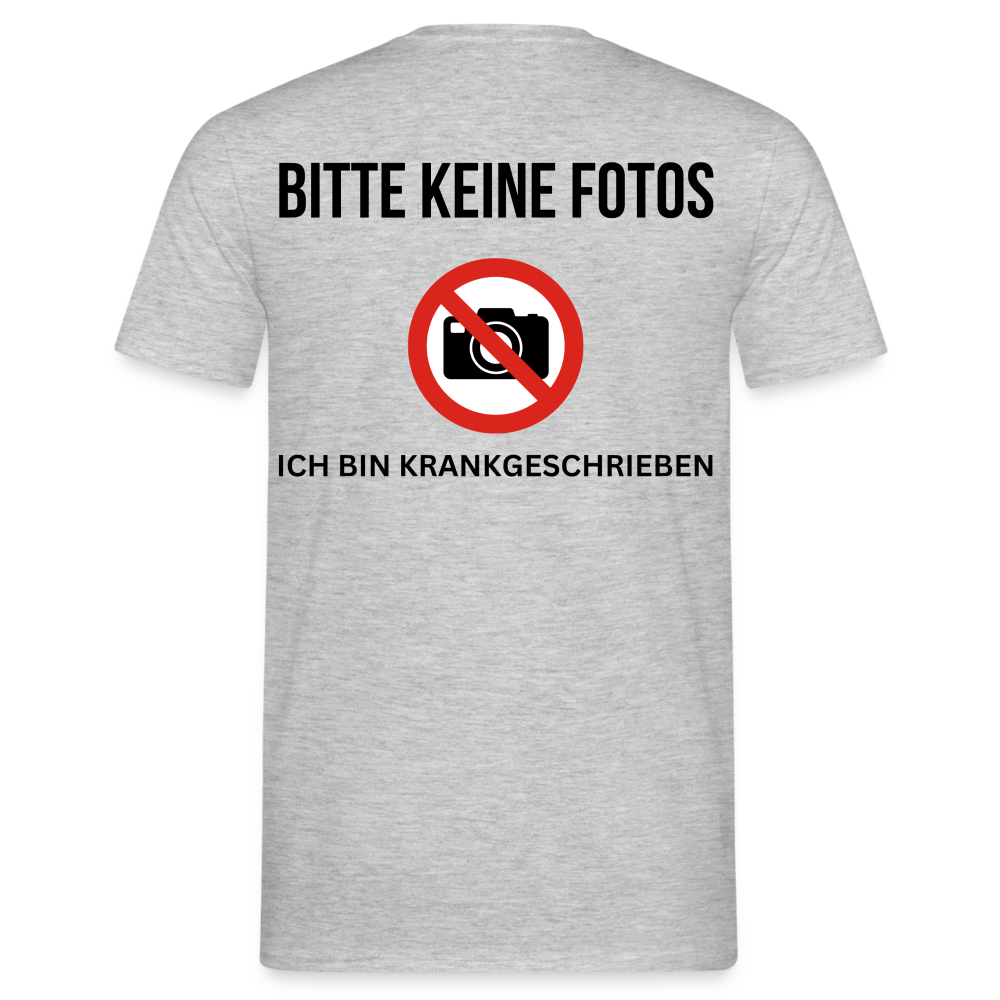 KRANKGESCHRIEBEN - Herren T-Shirt (backprint) - Grau meliert