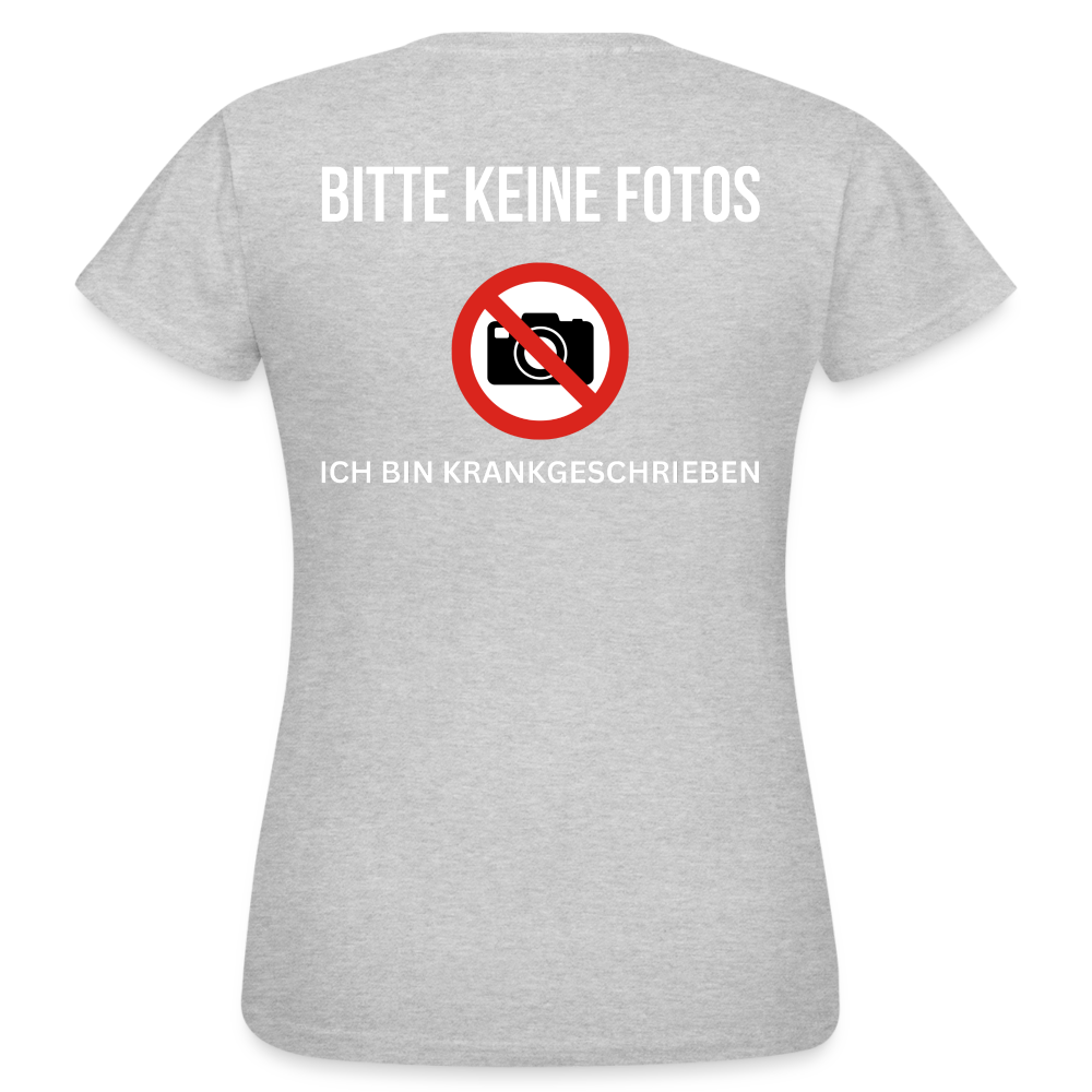 KRANKGESCHRIEBEN - Damen T-Shirt (backprint) - Grau meliert