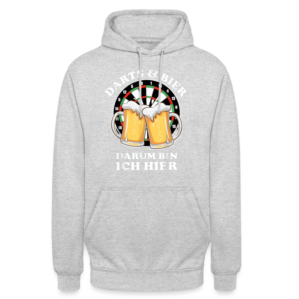 DARTS & BIER - Unisex Hoodie - Hellgrau meliert