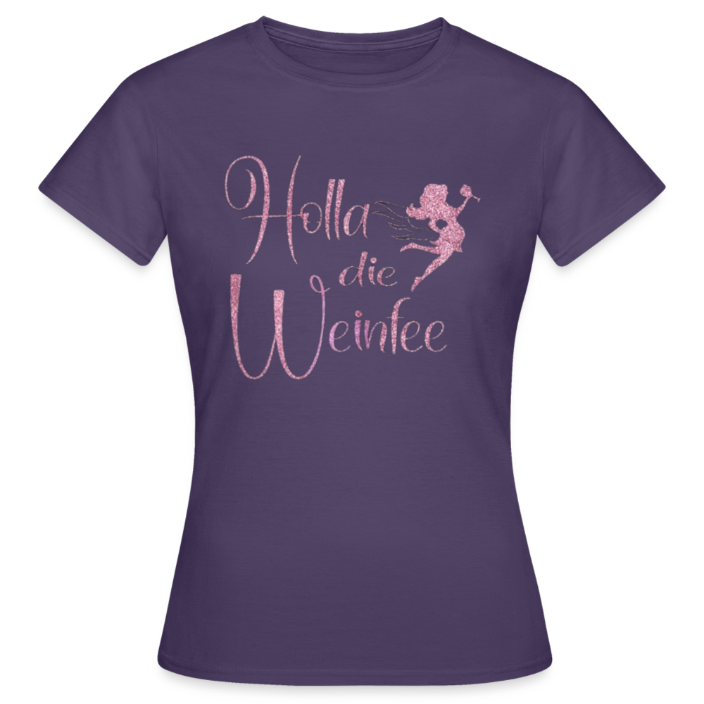 HOLLA DIE WEINFEE - Damen T-Shirt - Dunkellila